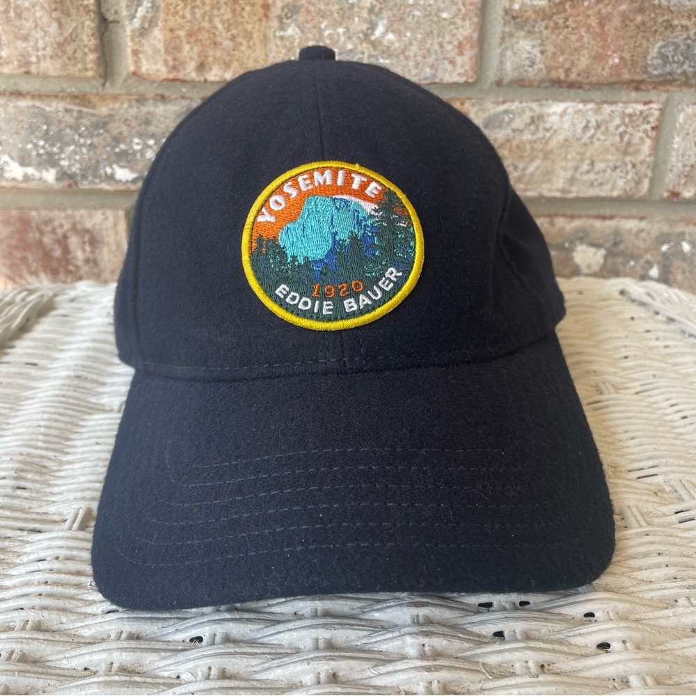 Eddie Bauer Yosemite Hat OSFA Blue Wool Blend Adjustable Strap Back Cap